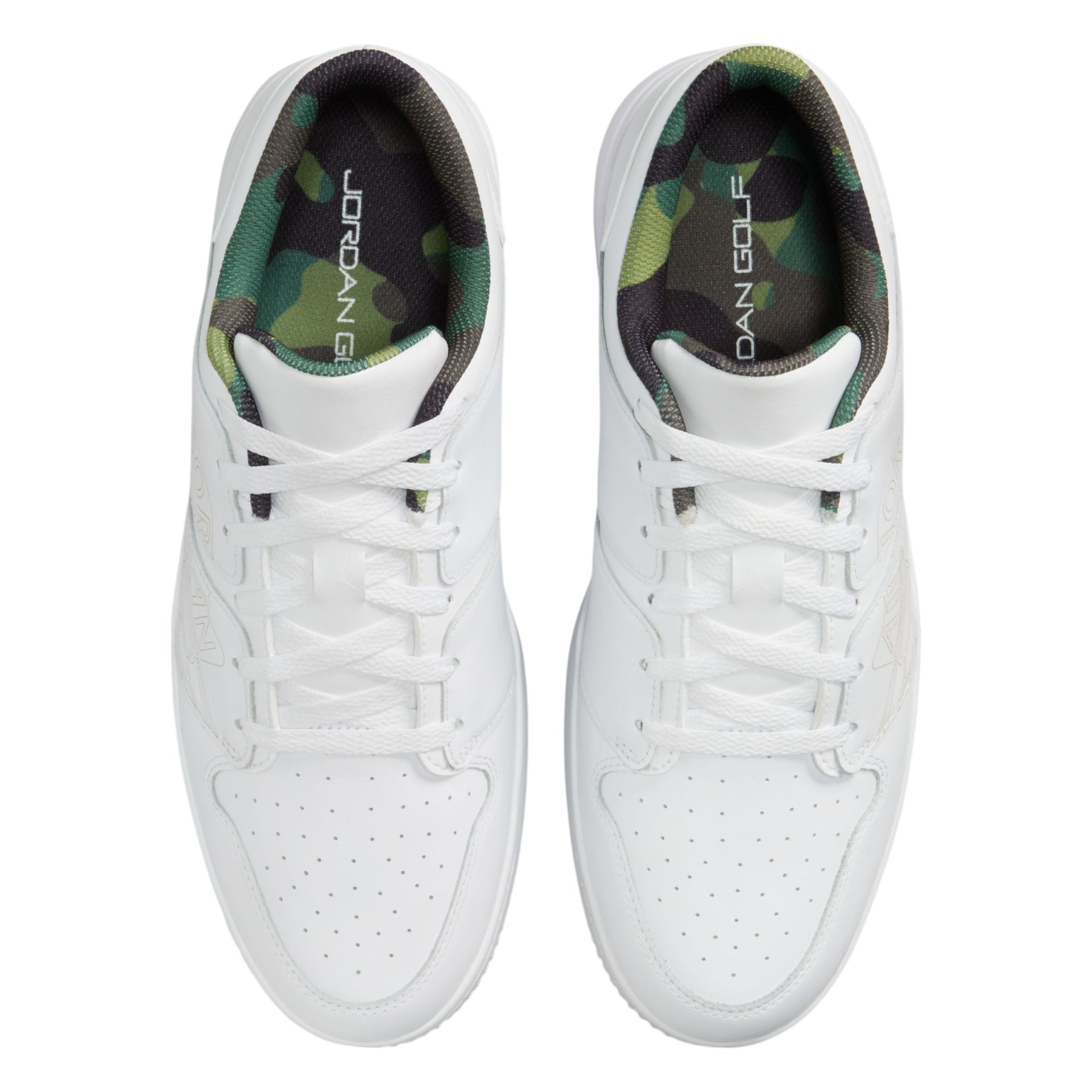 white and green jordan golf shoes