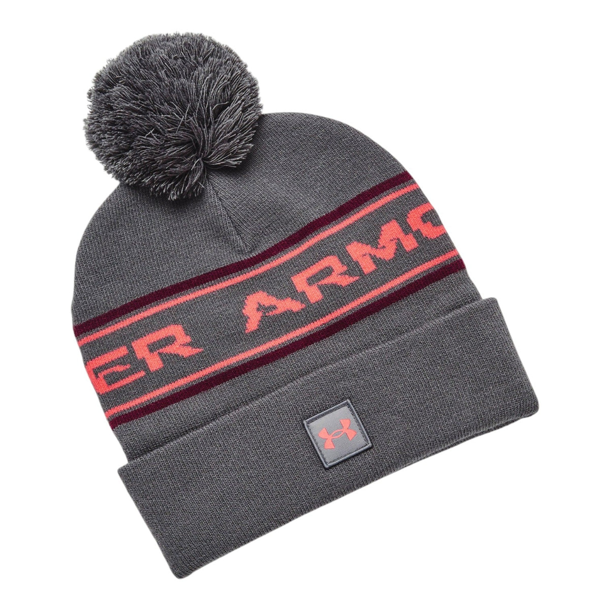 Under Armour Halftime Golf Pom Beanie 1379985 - Pitch Grey/Dark Maroon 013 / One Size