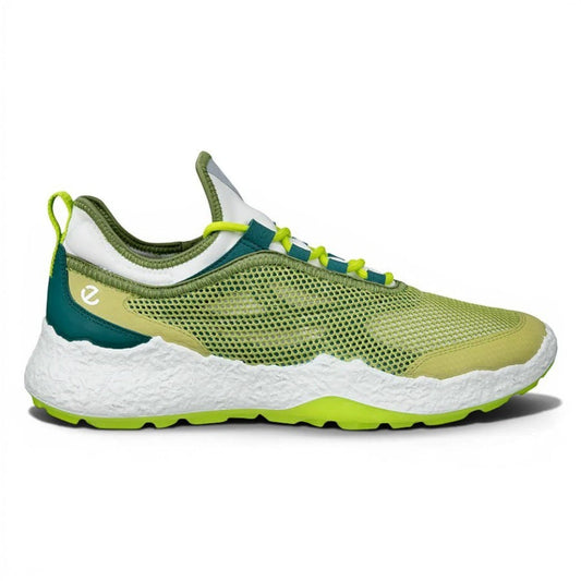 Clarkes Golf Ecco Biom H5 Textile Golf Shoes in lime green and white with a spikeless sole.