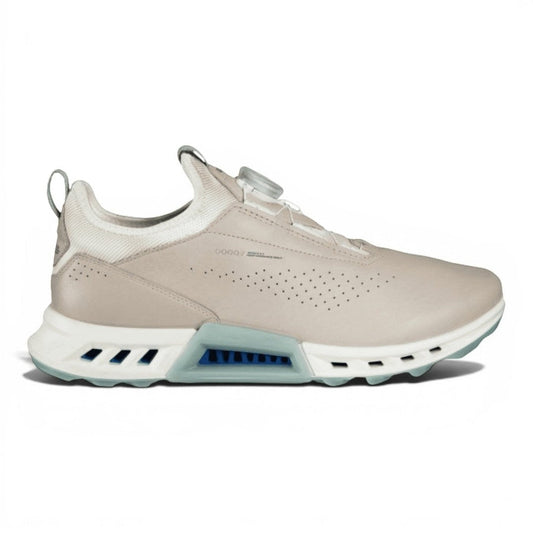 Clarkes Golf Ecco Ladies Biom C4 Golf Shoes in gravel leather with BOA Fit System and spikeless sole.