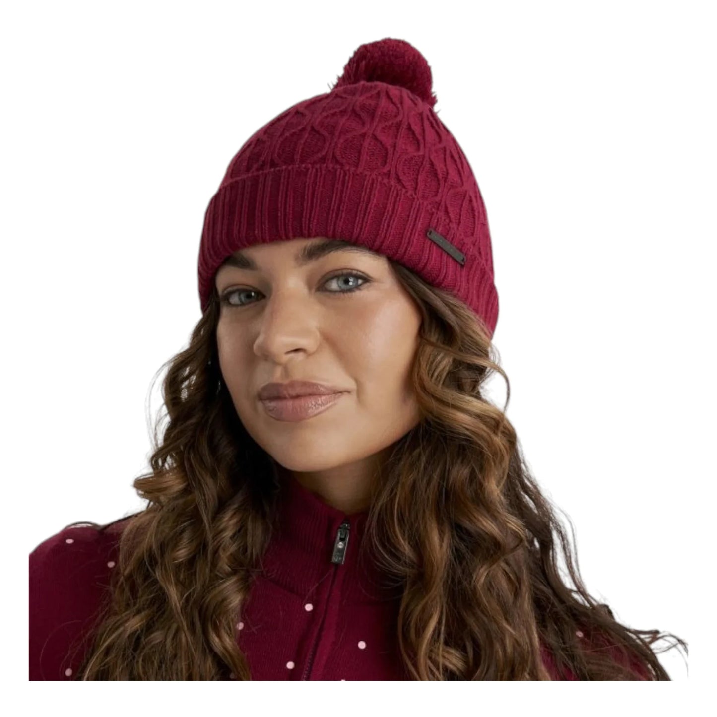 Green Lamb Ladies Fleece Lined Cable Knit Bobble Hat AG24059