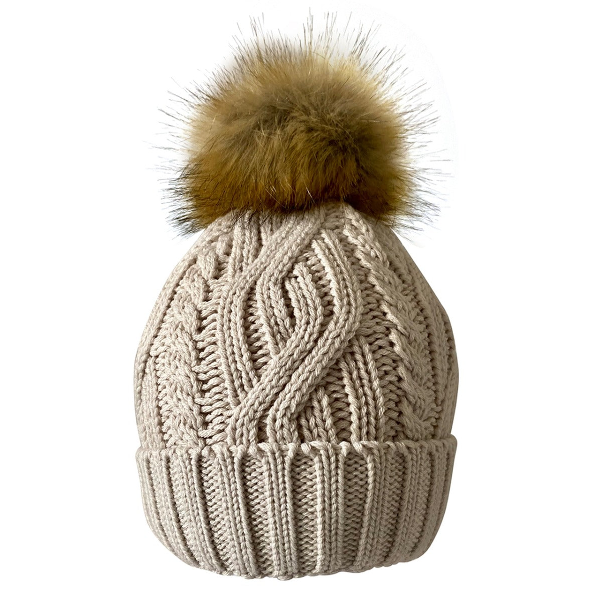 Surprize Shop Ladies Waterproof Golf Bobble Hat - Stone / One Size
